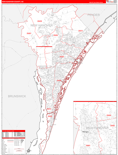 New Hanover County, NC Zip Code Map